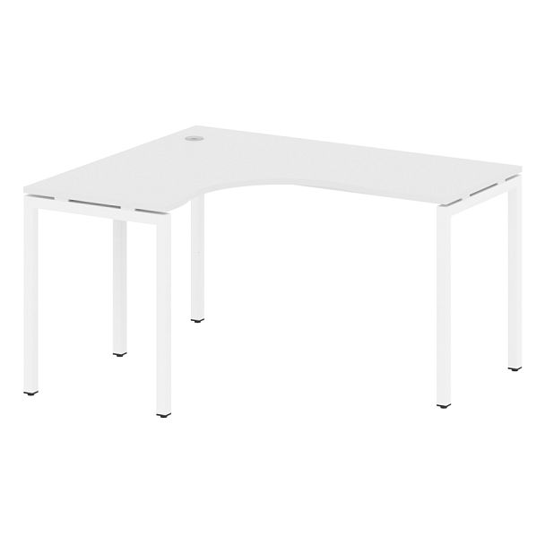 Metal System Quattro Стол криволинейный левый на П-образном м/к 40БП.СА-3 (L) Белый/Белый металл 1400*1200*750 - Вид 1