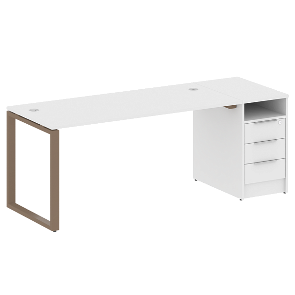 Metal System Р. ст. с тумбой на О-образном м/к БО.РС-СТП-1.4 Белый/Мокко металл 2012*720*750 - Вид 1