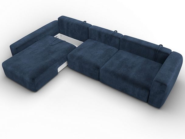 Диван угловой Лига-066 НПБ Лонг угол левый Велюр синий - Вид 8