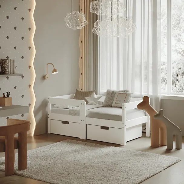 Кровать Легос компакт 700х1400, цвет белый, с ящиками - Вид 6