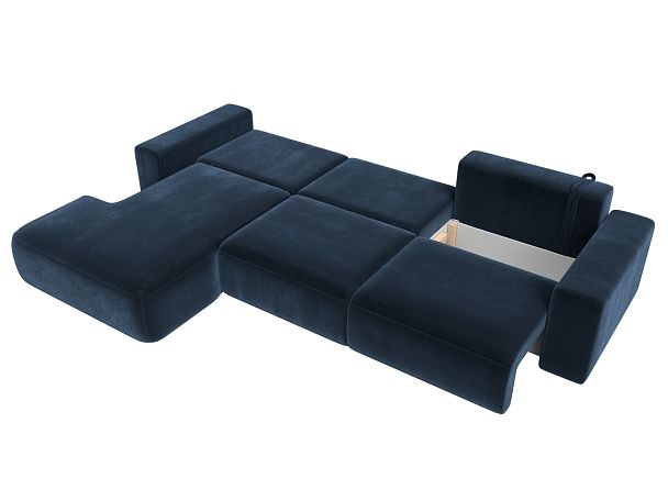 Диван угловой Лига-036 НПБ Классик Лонг левый угол Велюр синий - Вид 9