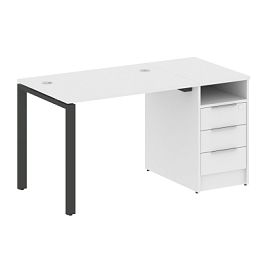 Metal System Р. ст. с тумбой на П-образном м/к БП.РС-СТП-1.1 Белый/Антрацит металл 1412*720*750 - Фото предпросмотра