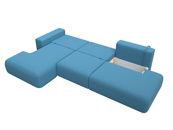 Диван угловой Лига-036 НПБ Модерн Лонг левый угол Рогожка голубой - Вид 9