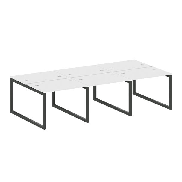 Metal System Quattro Р. ст. на 6 раб. места на О-образном м/к 50БО.СМ-6.1 Белый/Антрацит металл 3000*1475*750 - Вид 1