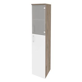 Onix Шкаф высокий узкий правый O.SU-1.7 (R) Тиквуд темный/Белый бриллиант 400*420*1977 - Фото предпросмотра