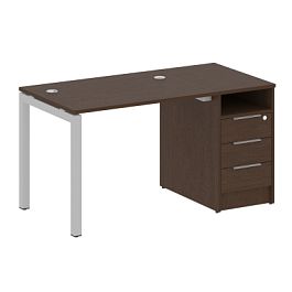 Metal System Quattro Р. ст. с тумбой на П-образном м/к 50БП.РС-СТП-1.1 Венге/Серый металл 1412*720*750 - Фото предпросмотра