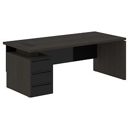 Стол письменный СП-064-25-05(L) Дуб Мореный/Черный глянец 2000х900х750 KANON - Фото предпросмотра