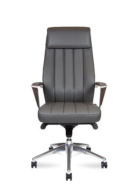 Кресло офисное / Madrid Grey / алюминиевая  база / серая экокожа - Вид 6