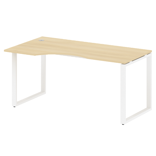 Metal System Стол криволинейный левый на О-образном м/к БО.СА-1 (L) Акация/Белый металл 1600*900*750 - Вид 1