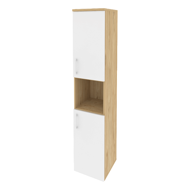 Onix Шкаф высокий узкий правый O.SU-1.5 (R) Тиквуд светлый/Белый бриллиант 400*420*1977 - Вид 1