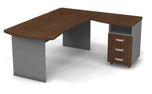 Стол угловой L,R 1800 Берлин Орех Вармия/Серый УРМ 180 L\R - Вид 1