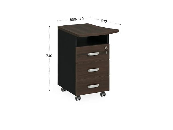 БЕРЛИН / BERLIN Тумба приставная левая 530х600х740 Венге/Черный - Вид 2
