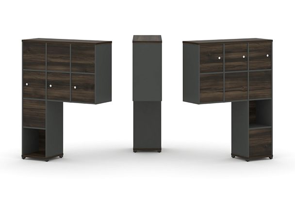 Concept Надставка высокая CN.DNV-009 Дуб Мали/Антрацит/Металл Антрацит 1099*350*1486 - Вид 1