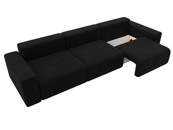 Диван прямой Лига-036 Классик Лонг Микровельвет черный - Вид 7