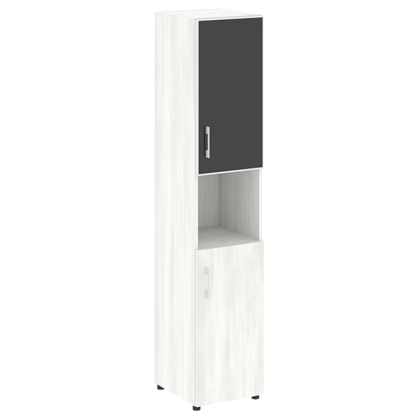 Yalta Шкаф узкий LT.SU-1.4 R (R) black Снежная патина/Стекло black 400*450*1987 - Вид 1