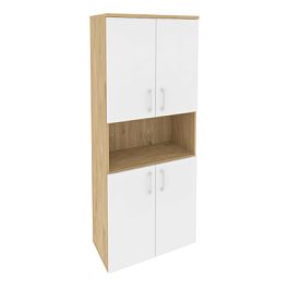 Onix Шкаф высокий широкий O.ST-1.5 Тиквуд светлый/Белый бриллиант 800*420*1977 - Фото предпросмотра