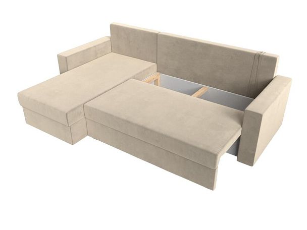 Угловой диван Траумберг Лайт левый (полностью микровельвет бежевый) - Вид 8