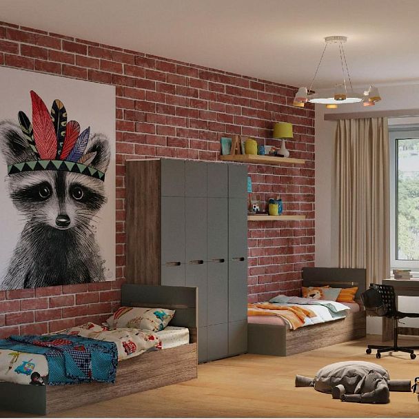 Спальня "Наоми" ШК-20 дуб каньон/графит - Вид 4