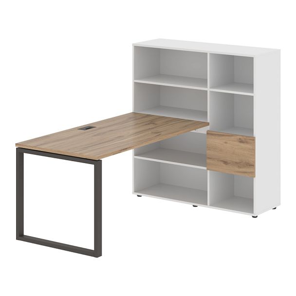 Стол-стеллаж EQRST 1215 Дуб Денвер светлый/Мокко/Белый 1990х1250х1355 EDIS - Вид 1