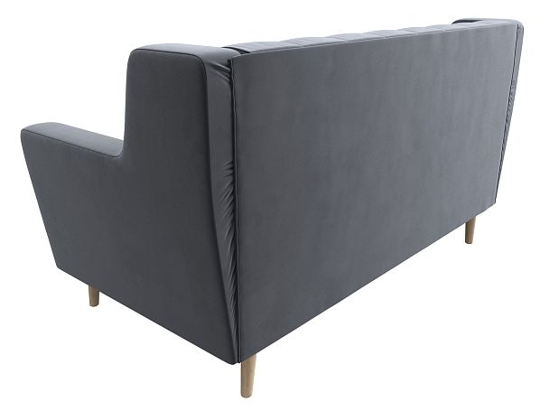 Прямой диван Брайтон 2 Люкс (полностью велюр серый) - Вид 6