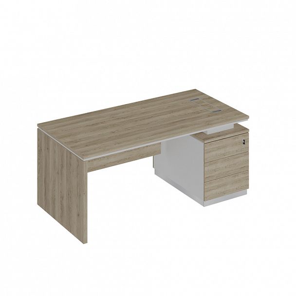 Стол руководителя (опора ДСП) на опорной тумбе (левый/правый) "City" СИ 109 дуб гладстоун светлый/белый премиум/дуб гладстоун светлый - Вид 1