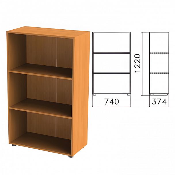 Шкаф (стеллаж) "Фея", 740х370х1220 мм, 2 полки, цвет орех милан, ШФ13.5 - Вид 2