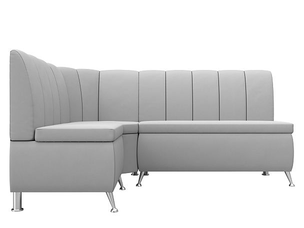 Кухонный угловой диван Кантри левый (полностью экокожа белая) - Вид 2