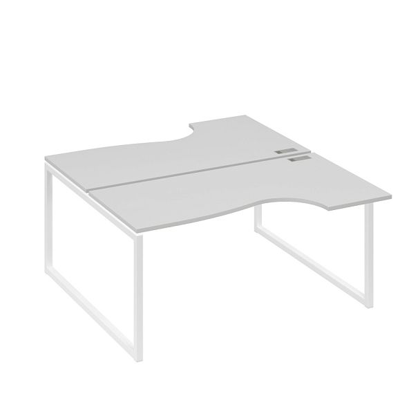 Рабочая станция (2х160) столы Классика опоры QUATTRO A4 А4 Б4 185 БП серый / металлокаркас белый - Вид 1