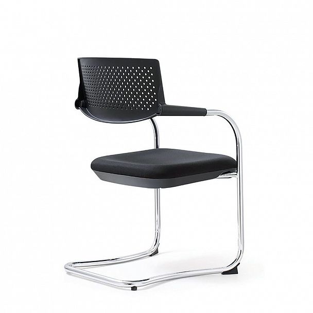 Кресло Самба black CF / хром / черный пластик / черная ткань, стопируемый - Вид 3
