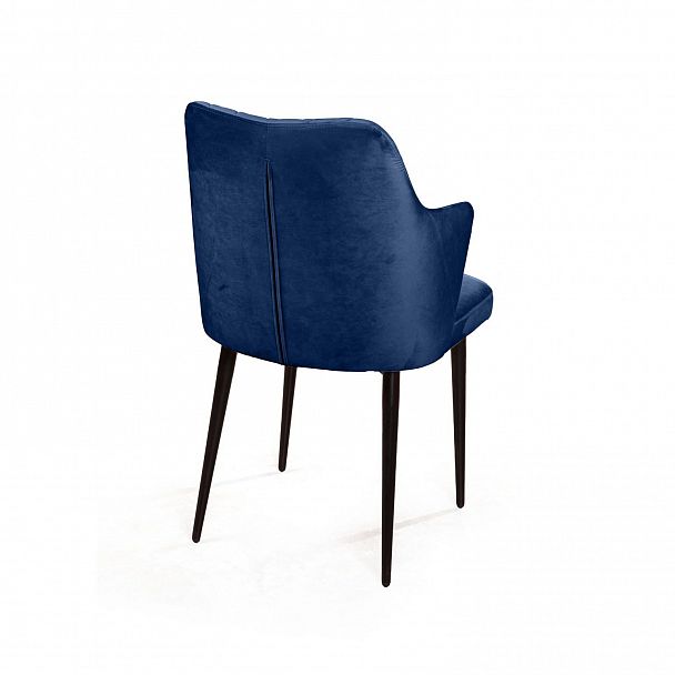 Стул с подлокотниками Hunt ромб, бархат синий 29 / чёрный конус - Вид 4