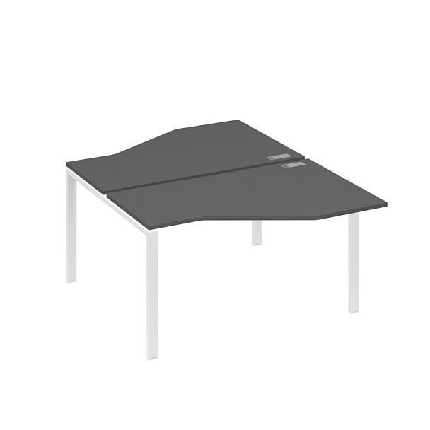 Рабочая станция (2х140) со столами Техно на каркасе UNO A4 А4 Б1 187 БП антрацит премиум / металлокаркас белый - Вид 1