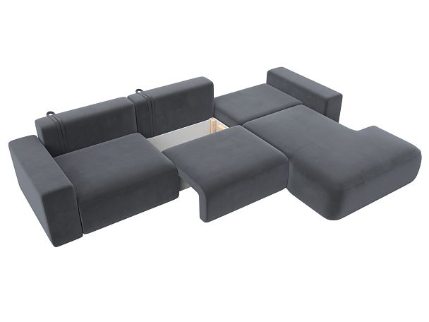 Диван угловой Лига-036 Классик Лонг правый угол Велюр серый - Вид 8