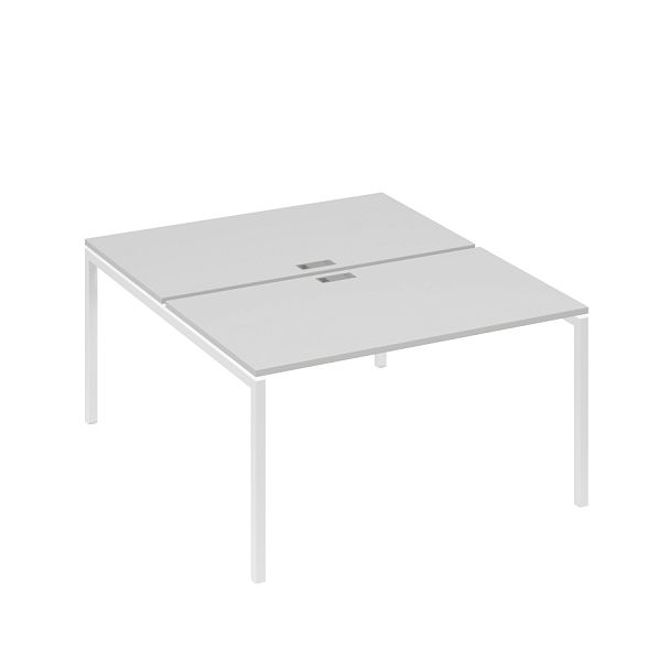 Рабочая станция 2х140 с металлокаркасом DUE A4 А4 Б2 177 БП серый / металлокаркас белый - Вид 1
