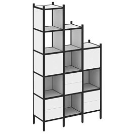 Loft Прямой стеллаж наборный VR.L-22 Белый бриллиант/Чёрный металл 1278*446*2280 - Фото предпросмотра