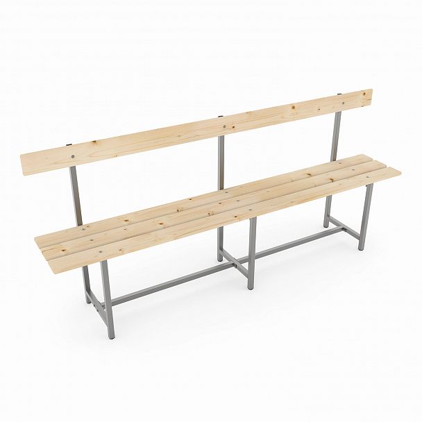 Скамья со спинкой деревянная на металлокаркасе "СТ 6", 2000х350х860 мм - Вид 2