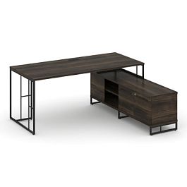 Rift Direct Стол руководителя на опорной тумбой RF.SRT-25 (R) Дуб Мали/Металл Черный 1780*1600*750 - Фото предпросмотра