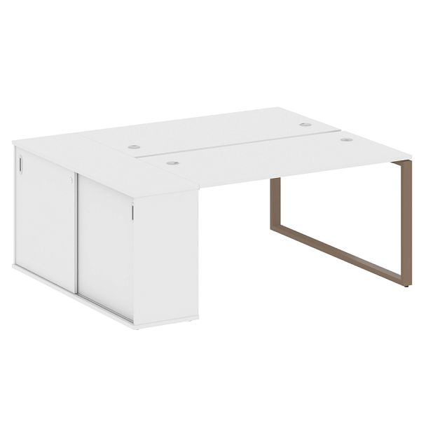 Metal System Р. ст. с шкафом-купе на О-образном м/к БО.РС-СШК-1.3 Т Белый/Мокко металл 1810*1475*750 - Вид 1