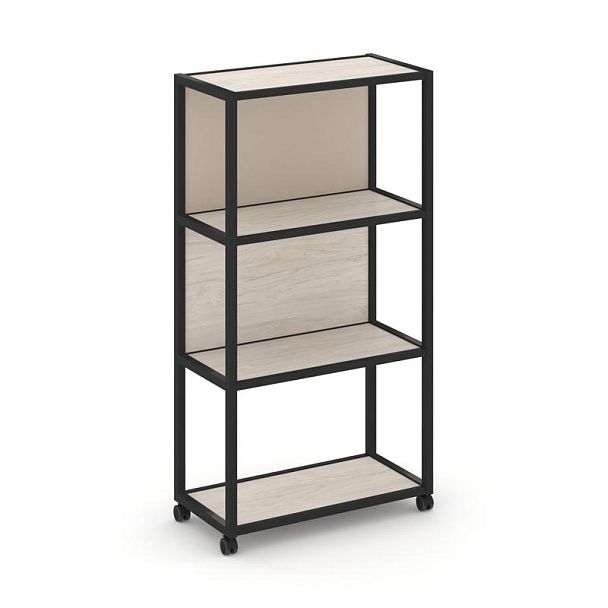 Shelf Mobile Стеллаж 4 уровня 1 секция VR.LT-STK-403.12 Денвер Светлый/Металл Черный/W-04 1200*400*1523 - Вид 1