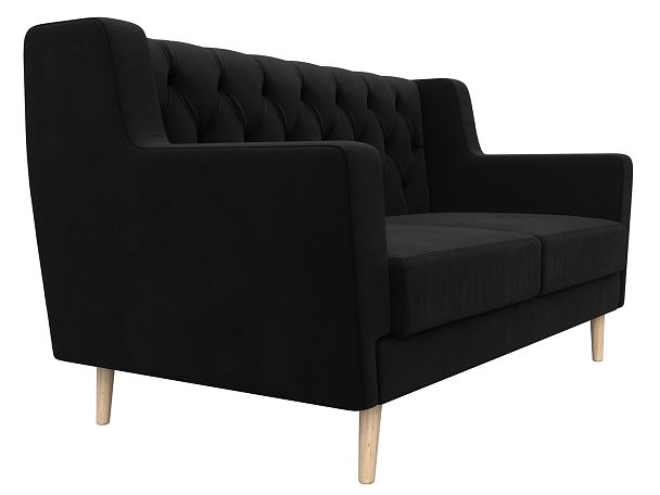 Прямой диван Брайтон 2 Люкс (полностью микровельвет черный) - Вид 3