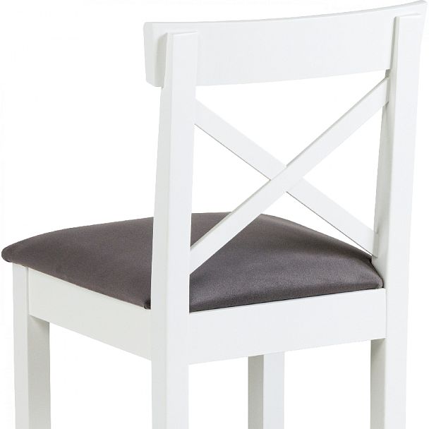 Комплект деревянных полубарных стульев с мягким сиденьем Бергольф Белый/Серый велюр, 4 шт. - Вид 10