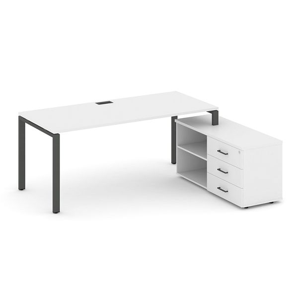 Стайл Проджект Директ / Style Project Direct Стол письменный с греденцией правой SN-6P.SRG-015.M(R) Белый/Металл Антрацит 1980*1480*750 - Вид 1