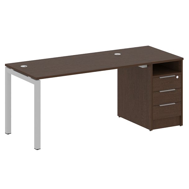 Metal System Quattro Р. ст. с тумбой на П-образном м/к 50БП.РС-СТП-1.3 Венге/Серый металл 1812*720*750 - Вид 1