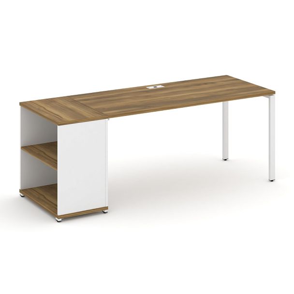 Concept Стол рабочий с опорным стеллажом CN.SP-204 Сандал Янтарный/Белый Бриллиант/Металл Белый 2000*720*750 - Вид 1