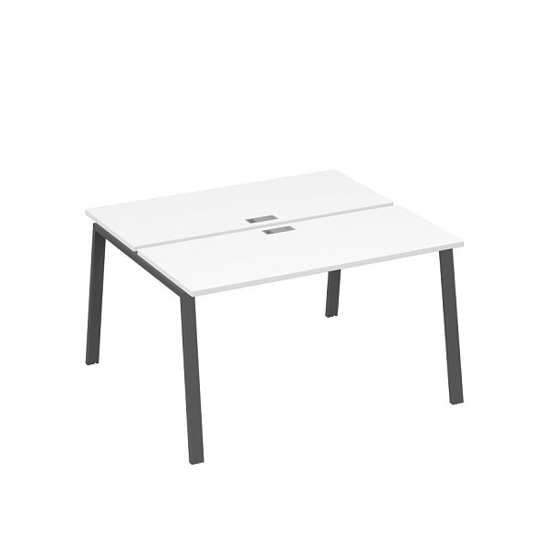 Станция 2х140 с опорами TRE офисная A4 А4 Б3 171  БП белый премиум / металлокаркас антрацит - Вид 1