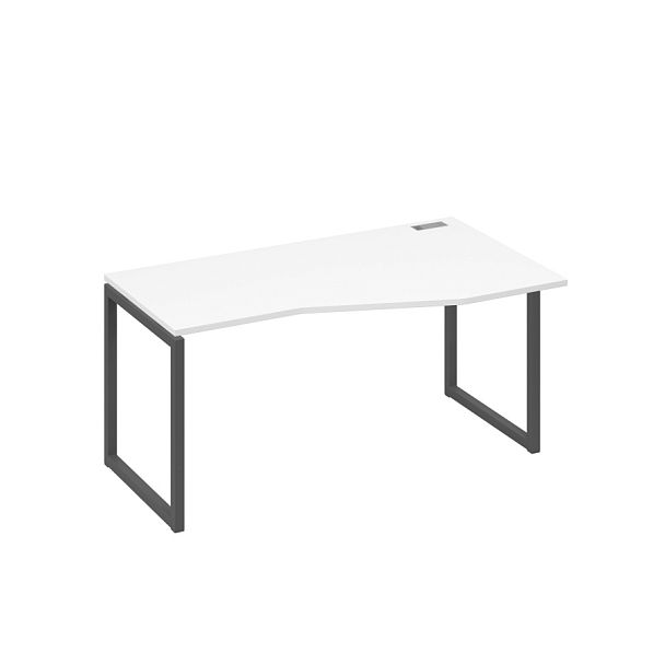 Стол эргономичный правый "Техно" на металлокаркасе QUATTRO A4 А4 Б4 066 БП белый премиум / металлокаркас антрацит - Вид 1