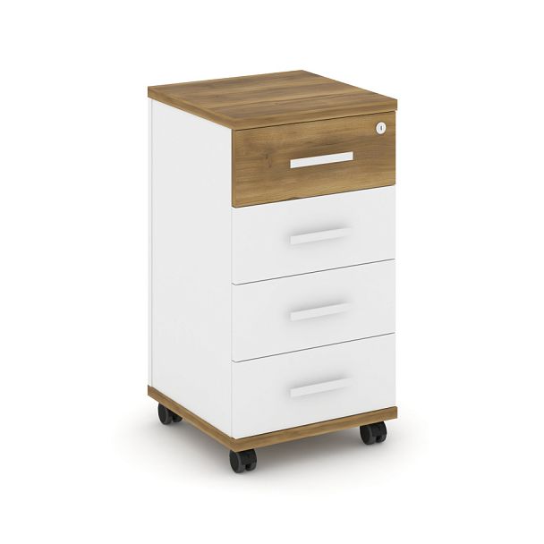 Concept Тумба мобильная 4 ящ. CN.TUM-005 W Сандал Янтарный/Белый Бриллиант/Металл Белый 420*420*782 - Вид 1