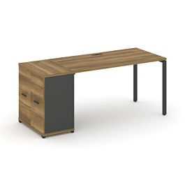 Concept Стол рабочий с опорным распаш. шкафом CN.SP-218 W Сандал Янтарный/Антрацит/Металл Антрацит 1600*720*750 - Фото предпросмотра
