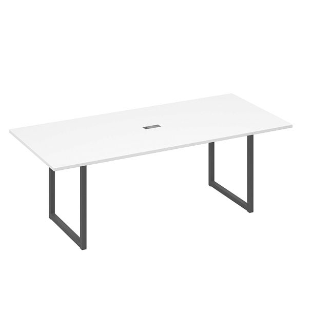 Стол 220 переговорный с металлокаркасом QUATTRO A4 А4 Б4 124 БП белый премиум / металлокаркас антрацит - Вид 1