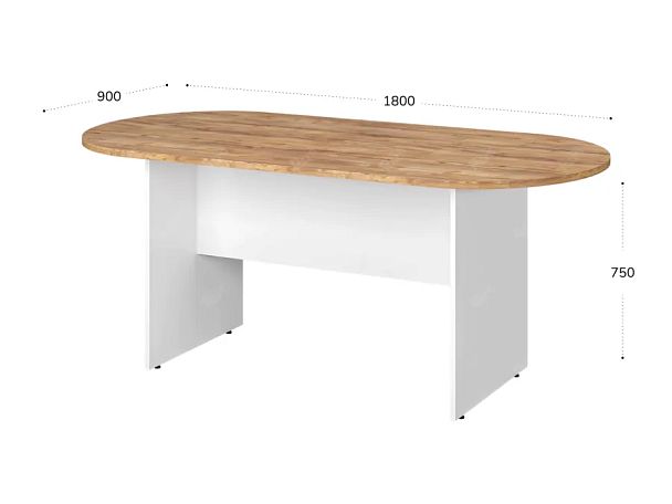 TANDEM RTD008-180-ME Конференц-стол овальный ун-й 1800х900х750 Таксония медовая/Белый - Вид 2