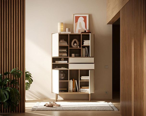 Комод высокий с дверками и ящиками Alice арт ALC07 - Вид 2